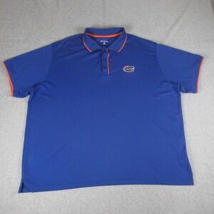 Florida Gators Polo Shirt Mens XXL Blue Embroidered Antigua Golf Performance